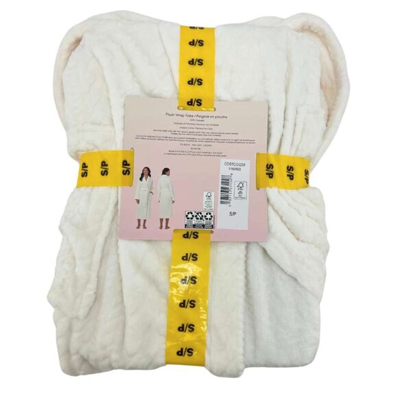 Room Service Women's White Plush Wrap Robe / Size Small - Picture 2 of 3